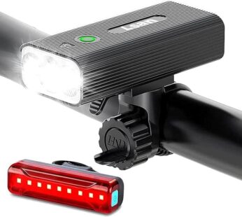 1200 Lumens Bike Lights for Night Riding,Super Bright Bike Lights Front and Back,USB Rechargeable Bicycle Light,3 LED Bike Headlight with Power Bank Function,IPX5 Waterproof,3+5 Light Modes