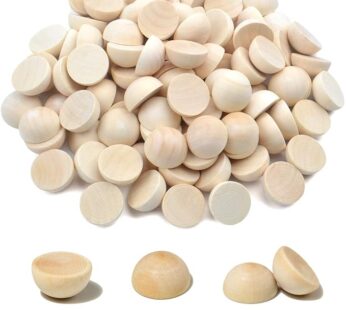 100 PCS 25mm Split Wood Balls, Small Natural Unfinished Half Round Wooden Beads for Kids Craft