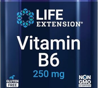 Life Extension Vitamin B6, 250 mg, high Potency, Cardiovascular Health, neurological Health, Eye Health, Healthy Kidney Function, Gluten-Free, Non-GMO, Vegetarian, 100 Capsules
