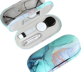 AITIME Contact Lens Case, 2 in 1 Double Sided Portable Contact Lense Case and Eyeglasses Case, with Marbling, Multifunction, Durable, Compact, Portable Storage Kit