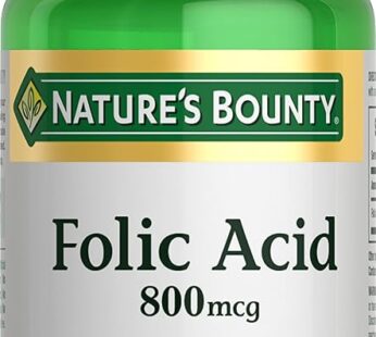 Nature’s Bounty Folic Acid Supplement, Supports Cardiovascular Health, 800mcg, 250 Tablets