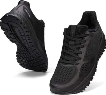 JOOMRA Men Running Sneakers Walking Workout Gym Jogging Shoes Size 10 All Black Casual Mesh Cool Travel Treadmill Athletic Male Runny Tennis Comfortable Footwear 44
