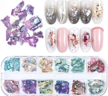 Irregular Abalone Seashell Slices, 3D Nail Art Shell Piece Nail Art Decorations UV Gel Flake Mermaid Nail Sequins