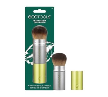 EcoTools Retractable Face Makeup Brush, Kabuki Brush for Foundation, Blush, Bronzer, & Powder, Travel Friendly & Perfect for On The Go, Eco Friendly, Synthetic & Cruelty Free Bristles, 1 Count