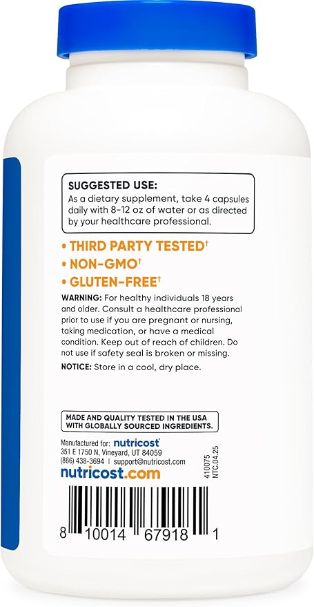 Nutricost D-Aspartic Acid (DAA) Capsules 3000mg Per Serving (180 Capsules) - Non-GMO - Image 3