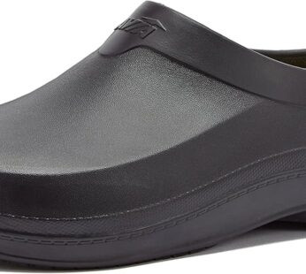 Avia Flame Men’s Clogs, Slip Resistant Shoes for Men Food Service, Non Slip Restaurant and Chef Shoes Men Slip Resistant for Kitchen Work or Nursing, Black, Oil and Water Resistant