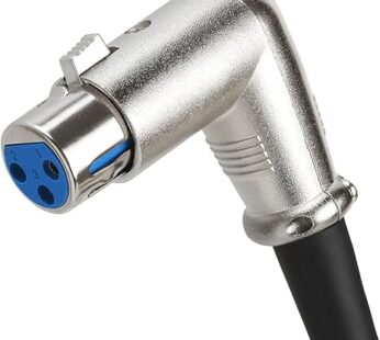 Cmple – 3-Pin XLR Female Microphone Connector, 90 Degree Right Angled, MIC Adapter for Loudspeakers, Headsets, Amplifier – Silver