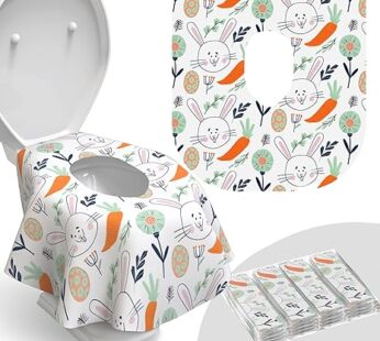 Relyo Disposable Toilet Seat Cover for Travel โ 20 Pack with Covers Wrapped in Sets of 2, Non-Flushable Liners, Fits Most Seats โ Kids, Toddlers, Adults (Bunny, 20)