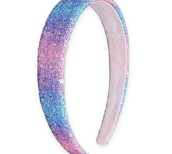 FROG SAC Glitter Headbands for Girls, Rainbow Head Band Hair Accessories for Little Girl, No Shed Sparkly Wide Headband for Kids, Cute Alice Hairband for Toddler Children, Easter Basket Stuffers