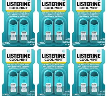 Listerine Cool Mint Pocketmist, Oral Care Mist for Fresh Breath, Non-Aerosol Sugar-Free Bad Breath Refresher Spray to Kill 99% of Bad Breath Germs, Portable, Cool Mint Flavor, 7.7 mL, 12 Sprays