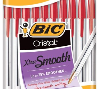 BIC Cristal Xtra Smooth Ballpoint Pen, Medium Point (1.0mm), Red, 10-Count