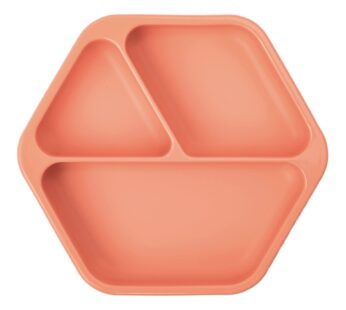 Tiny Twinkle Silicone Suction Baby Plate, Suction Grip Divided Dish for First Foods and Self-Feeding Toddlers, Baby Led Weaning Supplies for Independent Eating (Coral Plate)