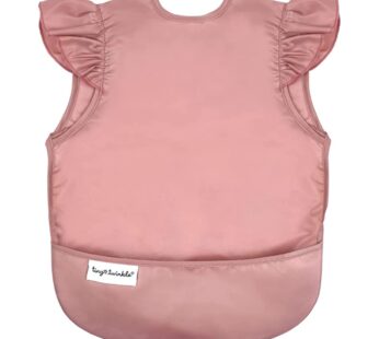 Tiny Twinkle Mess Proof Baby Bib for Girls | Waterproof Toddler Bib for Eating | Baby Apron for Feeding | Machine Washable | Perfect Shower Gift (Taupe, 6?24M)