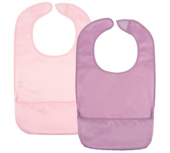 Tidy Twinkle 2 Pack of Premium Bibs for Adult Men, Women and older Children; Clothing Protector for Seniors and Disabled, Small, Lilac, Pink