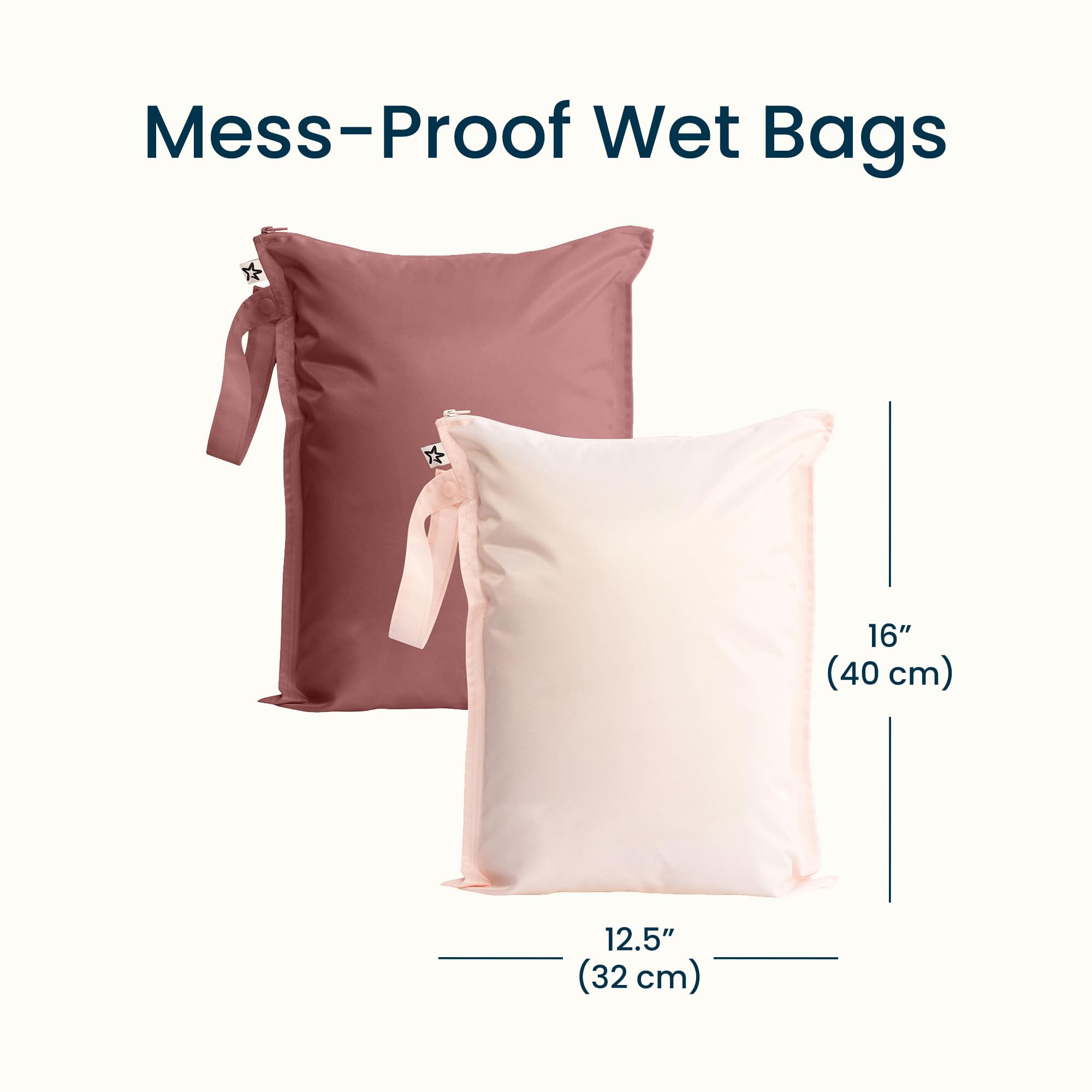 Tiny Twinkle Mess Proof Wet Bags | 2-Pack Reusable Waterproof Wet Bags for Swimsuits | Baby Clothes | Travel & Diaper Bag (Rose, Burgundy) - Image 4