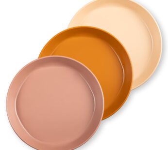 Tiny Twinkle Tableware 3 Pack Dish Set- BPA-Free Cups, Plates and Bowls Sets For Kids and Toddlers – Polypropylene Plastic Dinnerware Set (Sand, Cinnamon, Taupe) Plate
