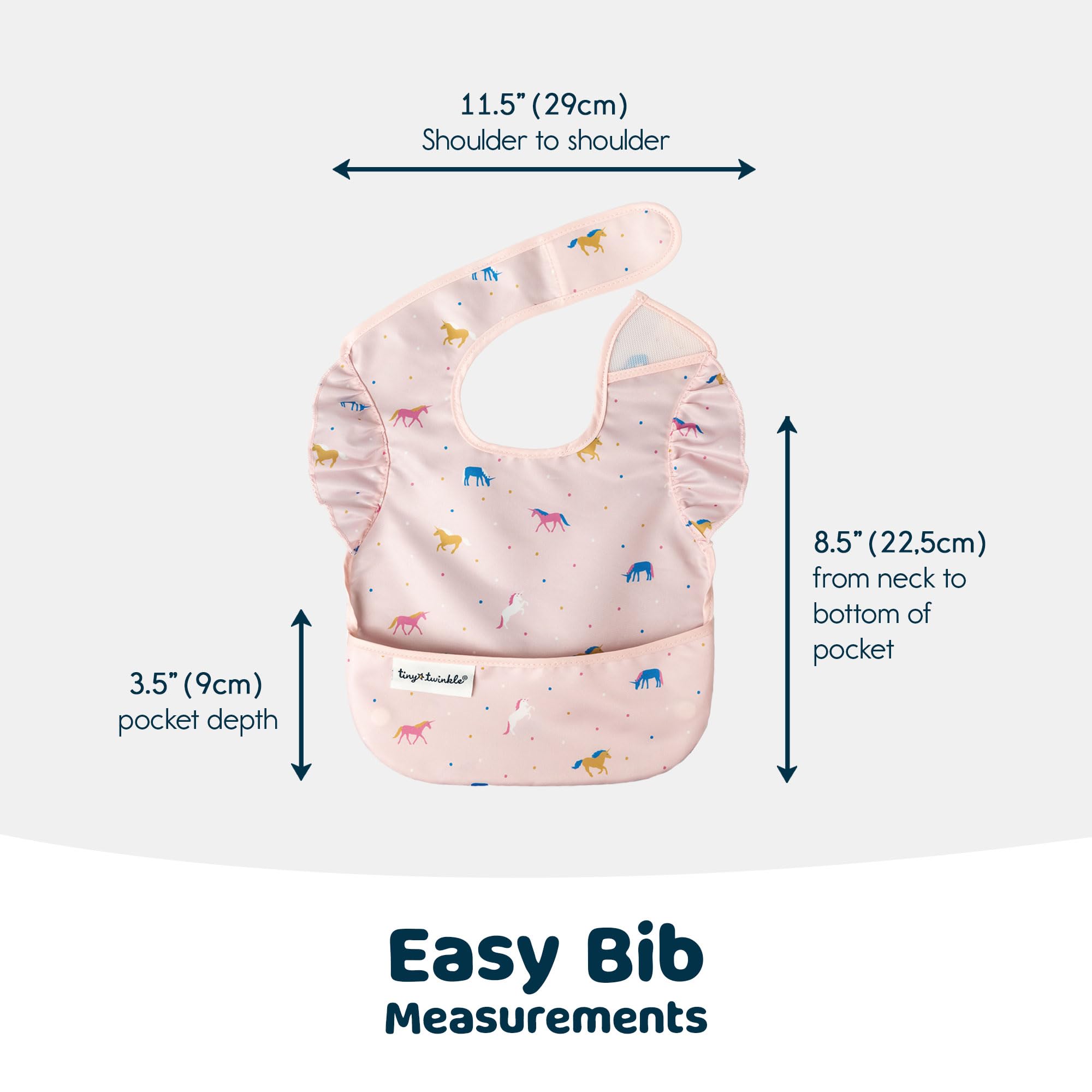 Tiny Twinkle Mess-Proof Baby Bibs for Eating | Waterproof, Wipeable Toddler Bibs with Catch-All Pocket | Feeding Bibs for Girls & Boys(3 Pack,Unicorn Set) - Image 6