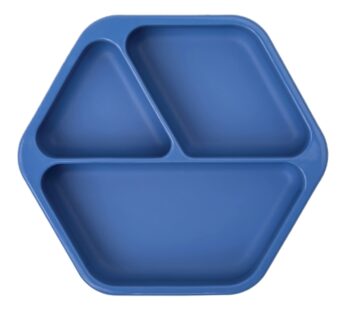 Tiny Twinkle Silicone Suction Baby Plate, Suction Grip Divided Dish for First Foods and Self-Feeding Toddlers, Baby Led Weaning Supplies for Independent Eating (Indigo Plate)