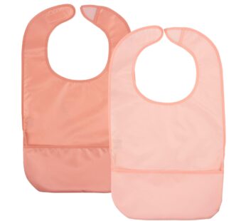 Tidy Twinkle 2 Pack of Premium Bibs for Adult Men, Women and older Children; Clothing Protector for Seniors and Disabled, Small, Peach, Terracotta