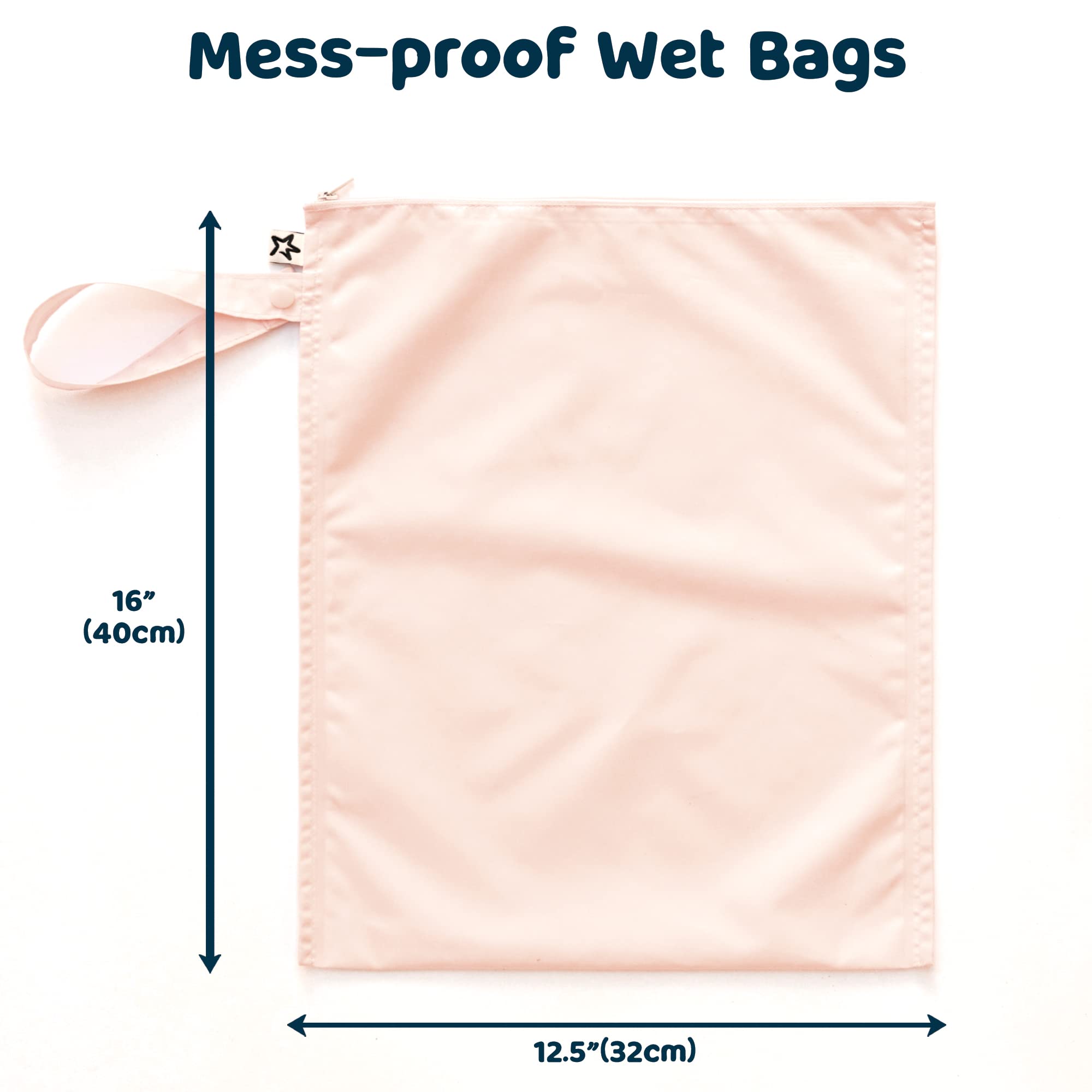 Tiny Twinkle Mess Proof Wet Bags | 2-Pack Reusable Waterproof Wet Bags for Swimsuits | Baby Clothes | Travel & Diaper Bag (Rose, Burgundy) - Image 3