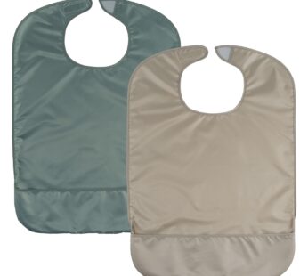 Tidy Twinkle 2 Pack of Premium Bibs for Adult Men, Women and older Children; Clothing Protector for Seniors and Disabled, Large, Khaki, Olive Green