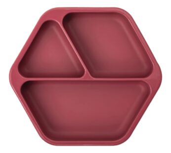 Tiny Twinkle Silicone Suction Baby Plate, Suction Grip Divided Dish for First Foods and Self-Feeding Toddlers, Baby Led Weaning Supplies for Independent Eating (Coral Plate with Lid)