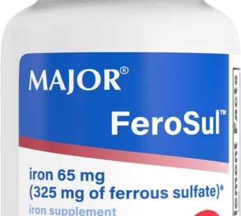 Major Ferosul – Ferrous Sulfate 325mg Tablets with 65mg of Elemental Iron – Iron Supplement for Women, Men – Red – 100 Count (1 Pack)
