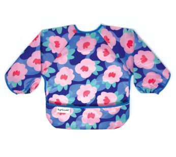Tiny Twinkle Long Sleeve Bib for Babies & Toddlers | Waterproof Smock Bib for Eating | Machine Washable & Mess-Proof Feeding Essentials | Newborn Shower Gift (Floral Blue, 6?24M)