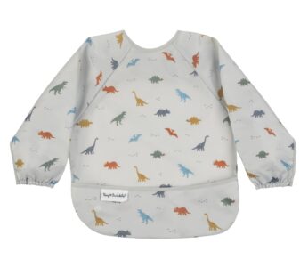 Tiny Twinkle Long Sleeve Bib for Babies & Toddlers | Waterproof Smock Bib for Eating | Machine Washable & Mess-Proof Feeding Essentials | Newborn Shower Gift (Dinosaur, 6?24M)