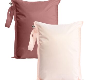 Tiny Twinkle Mess Proof Wet Bags | 2-Pack Reusable Waterproof Wet Bags for Swimsuits | Baby Clothes | Travel & Diaper Bag (Rose, Burgundy)