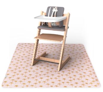 Tiny Twinkle Splat Mat for Under High Chair or Table | 51″ x 51″ Waterproof & Mess-Proof High Chair Mat for Baby, Machine Washable for Mealtime or Art(Royal Palm)