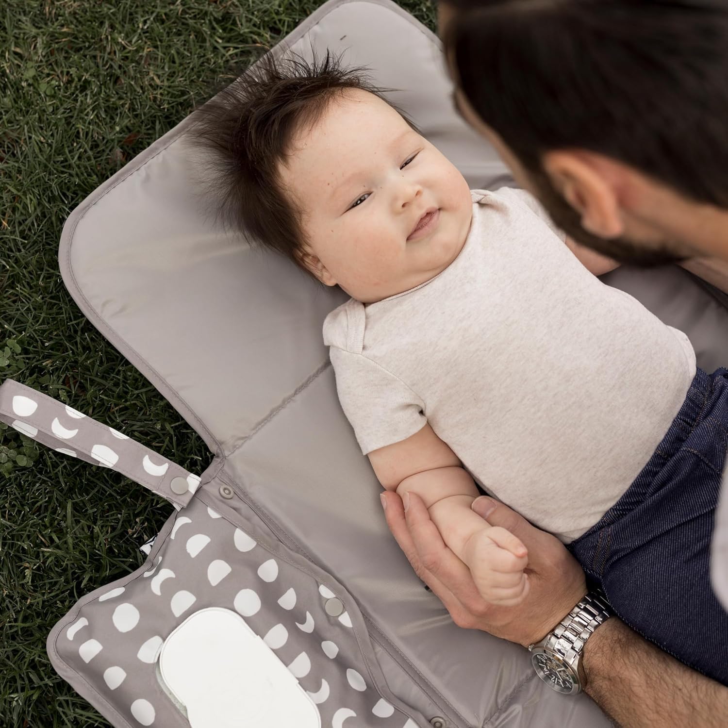 Tiny Twinkle Portable Diaper Changing Pad | Waterproof, Wipeable & Compact Baby Changing Pad for Travel | Smart Wipes Pocket & Organized Storage| Newborn Shower Gift (Luna) - Image 3