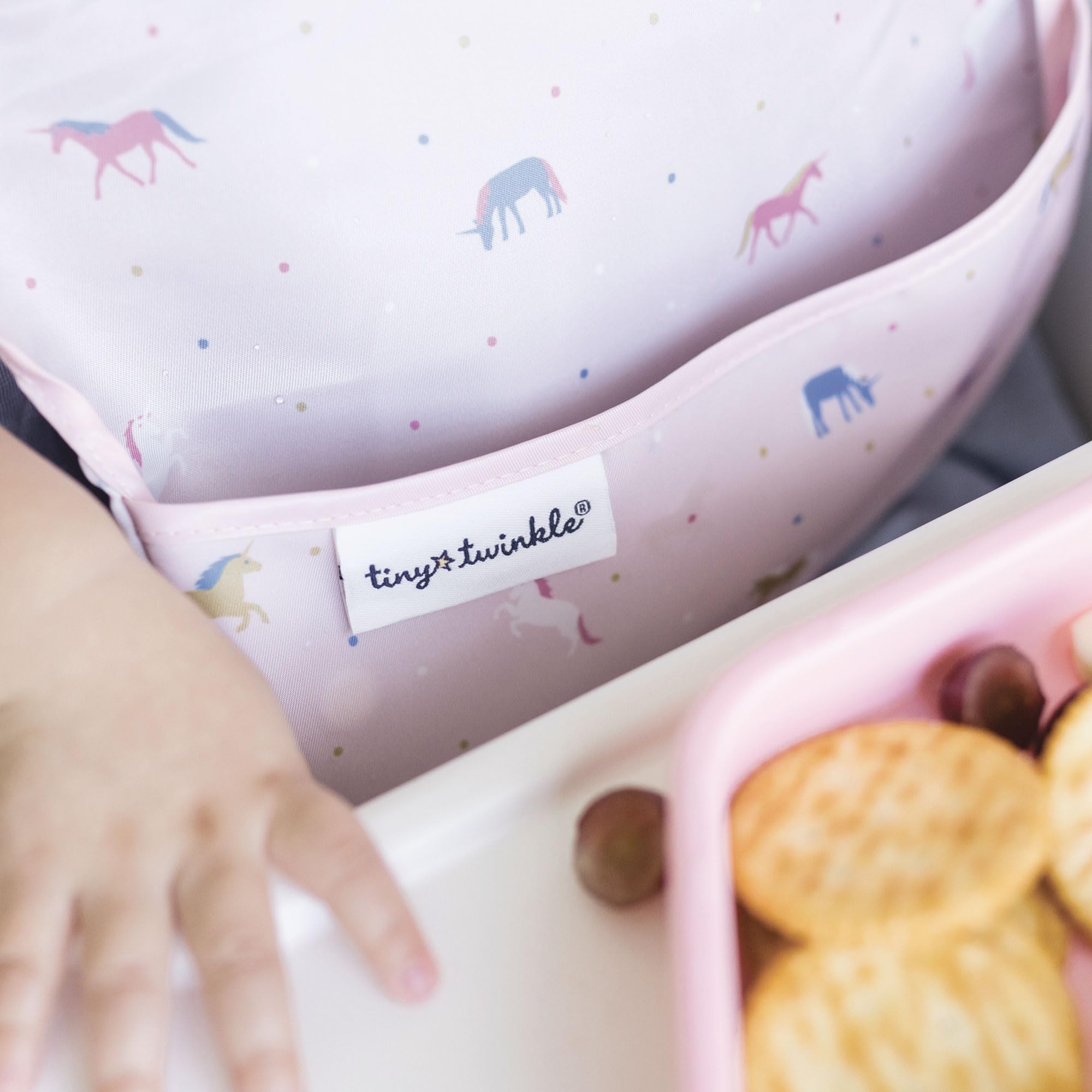 Tiny Twinkle Mess-Proof Baby Bibs for Eating | Waterproof, Wipeable Toddler Bibs with Catch-All Pocket | Feeding Bibs for Girls & Boys(3 Pack,Unicorn Set) - Image 5