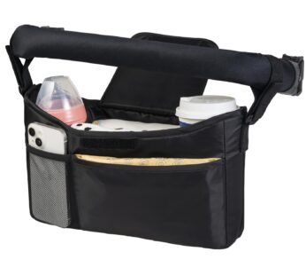 Tiny Twinkle Universal Stroller Organizer with Adjustable Strap – Waterproof Stroller Caddy Fits Baby Jogger, Nuna, Graco, Donna and Bugaboo Strollers_Black_