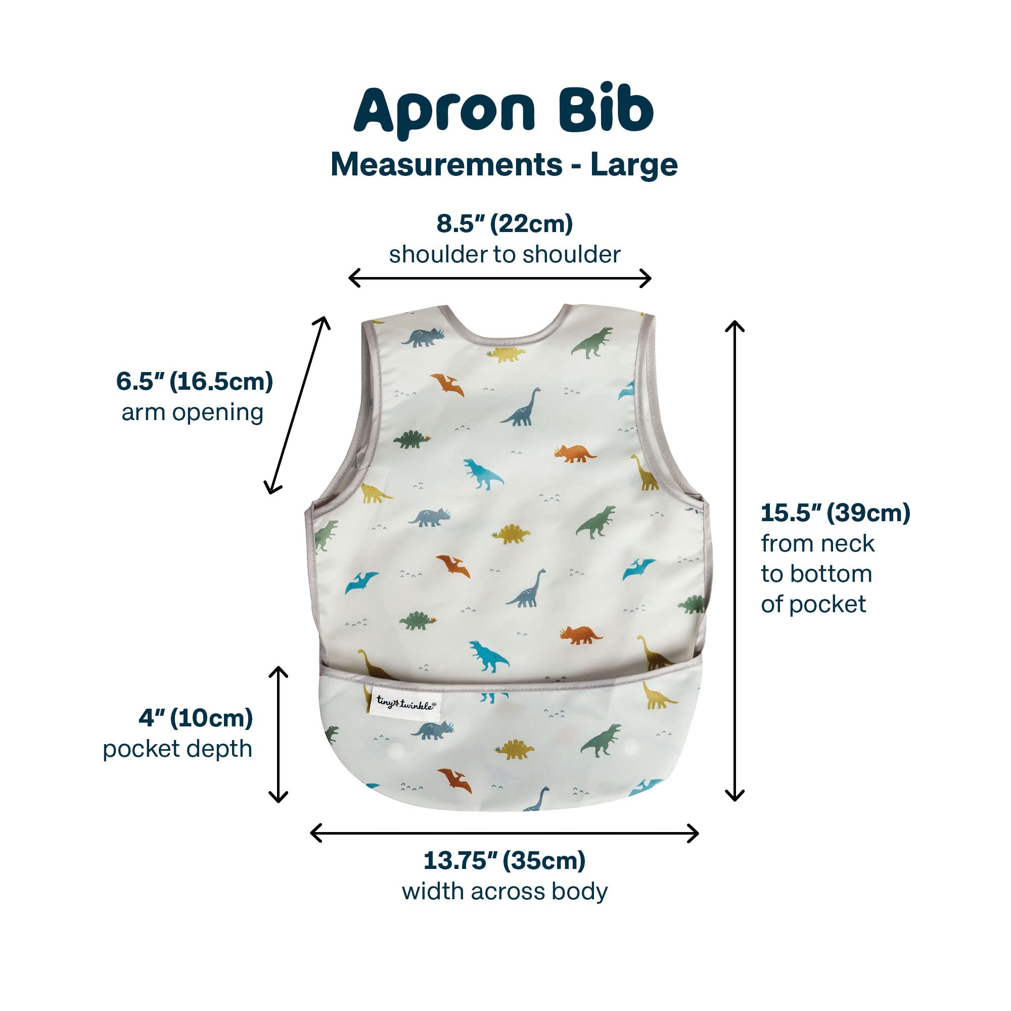 Tiny Twinkle Mess Proof Baby Bib for Boys | Waterproof Toddler Bib for Eating | Baby Apron for Feeding, Machine Washable | Perfect Shower Gift (Dinosaur, 2-4Y) - Image 6