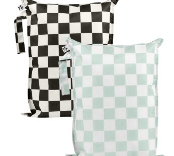 Tiny Twinkle Mess Proof Wet Bags | 2-Pack Reusable Waterproof Wet Bags for Swimsuits | Baby Clothes | Travel & Diaper Bag (Midnight)