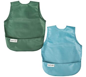 Tiny Twinkle Mess Proof Baby Bibs | 2 Pack Waterproof Toddler Bib for Eating | Baby Apron for Feeding, Machine Washable, Perfect Shower Gift (Slate Olive, 2-4Y)
