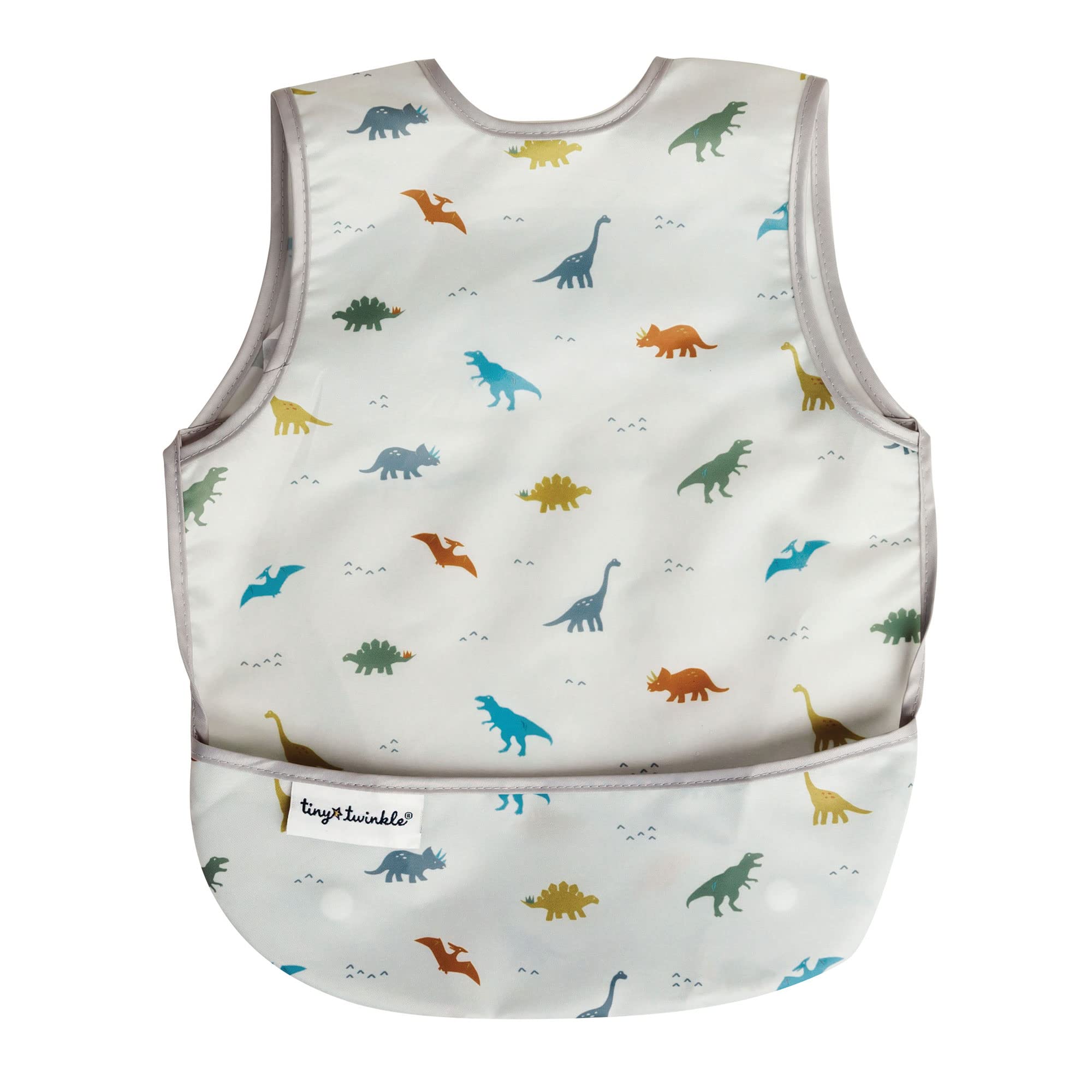 Tiny Twinkle Mess Proof Baby Bib for Boys | Waterproof Toddler Bib for Eating | Baby Apron for Feeding, Machine Washable | Perfect Shower Gift (Dinosaur, 2-4Y)