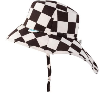 Tiny Twinkle Sun Protection Baby Flap Hat with UPF 50+ Sun Protection for Baby and Toddler Boys and Girls(Black Checkers,9-18 Months)