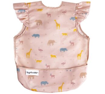 Tiny Twinkle Mess Proof Baby Bib for Girls | Waterproof Toddler Bib for Eating | Baby Apron for Feeding | Machine Washable | Perfect Shower Gift (Petite Safari, 6?24M)
