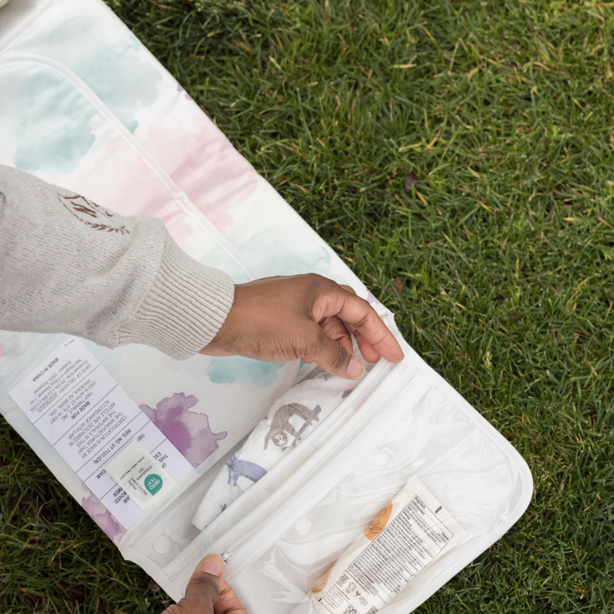 Tiny Twinkle Portable Diaper Changing Pad | Waterproof, Wipeable & Compact Baby Changing Pad for Travel | Smart Wipes Pocket & Organized Storage| Newborn Shower Gift (Cotton Candy) - Image 6