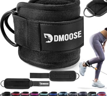 DMoose Fitness Ankle Strap for Cable Machine – One Size Fit with Premium Padding Cuffs, Ankle Bands for Working Out, Booty Workouts, Leg Extension, Hip Abductors, Kickbacks & Lower Body Exercises