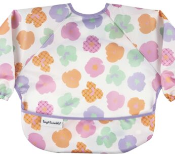 Tiny Twinkle Long Sleeve Bib for Babies & Toddlers | Waterproof Smock Bib for Eating | Machine Washable & Mess-Proof Feeding Essentials | Newborn Shower Gift (Floral Pop, 6?24M)