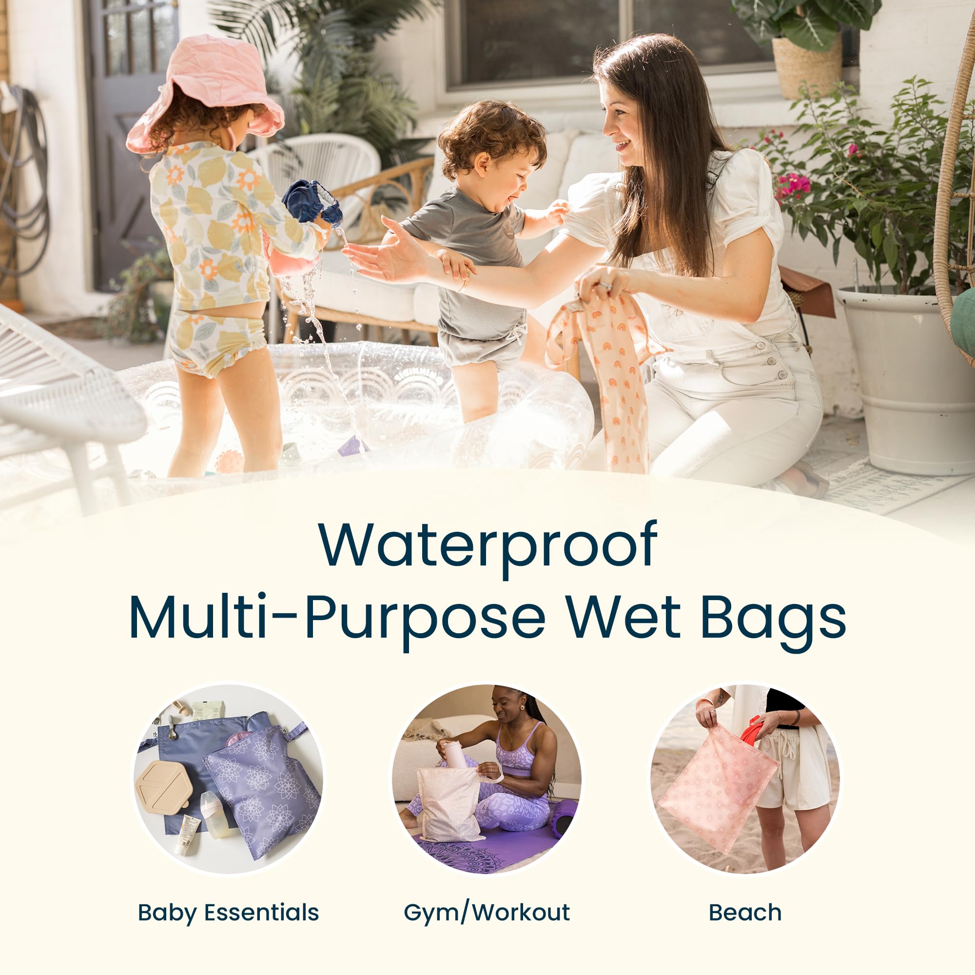 Tiny Twinkle Mess Proof Wet Bags | 2-Pack Reusable Waterproof Wet Bags for Swimsuits | Baby Clothes | Travel & Diaper Bag (Boho Rainbow) - Image 2