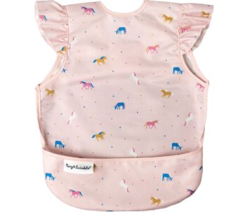 Tiny Twinkle Mess Proof Baby Bib for Girls | Waterproof Toddler Bib for Eating | Baby Apron for Feeding | Machine Washable | Perfect Shower Gift (Unicorn Confetti, 6?24M)