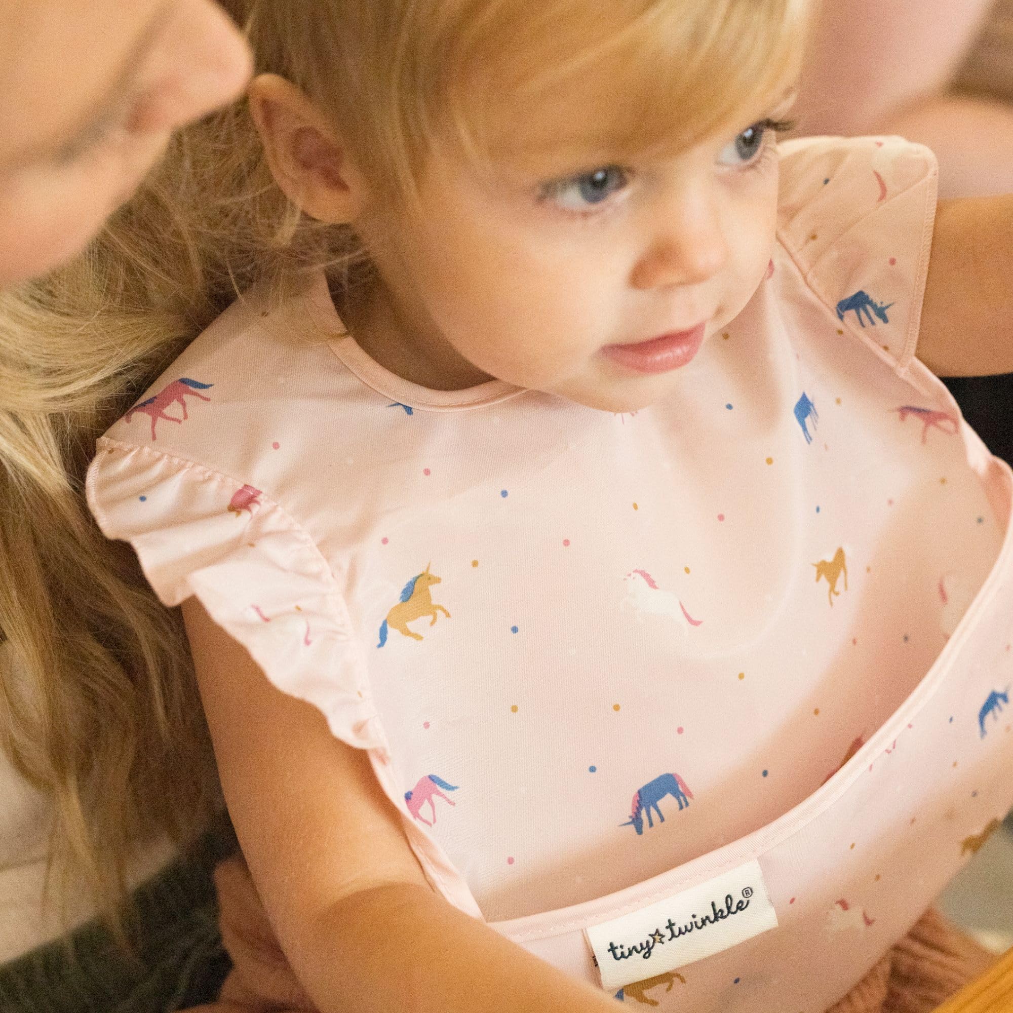 Tiny Twinkle Mess-Proof Baby Bibs for Eating | Waterproof, Wipeable Toddler Bibs with Catch-All Pocket | Feeding Bibs for Girls & Boys(3 Pack,Unicorn Set) - Image 9