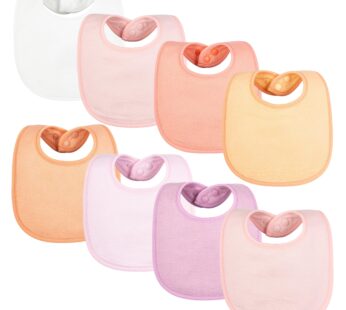 Tiny Twinkle 8 Pack Baby Bibs for Drooling and Teething ? Waterproof & Absorbent Bibs for Baby Girl & Boy, Machine Washable Infant Bib Set for Newborns and Toddlers (Girl Sherbet 8-Pack)