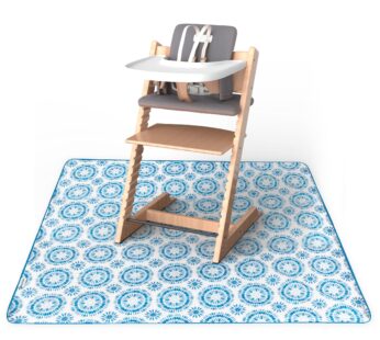 Tiny Twinkle Splat Mat for Under High Chair or Table | 51″ x 51″ Waterproof & Mess-Proof High Chair Mat for Baby, Machine Washable for Mealtime or Art(Tie Dye)