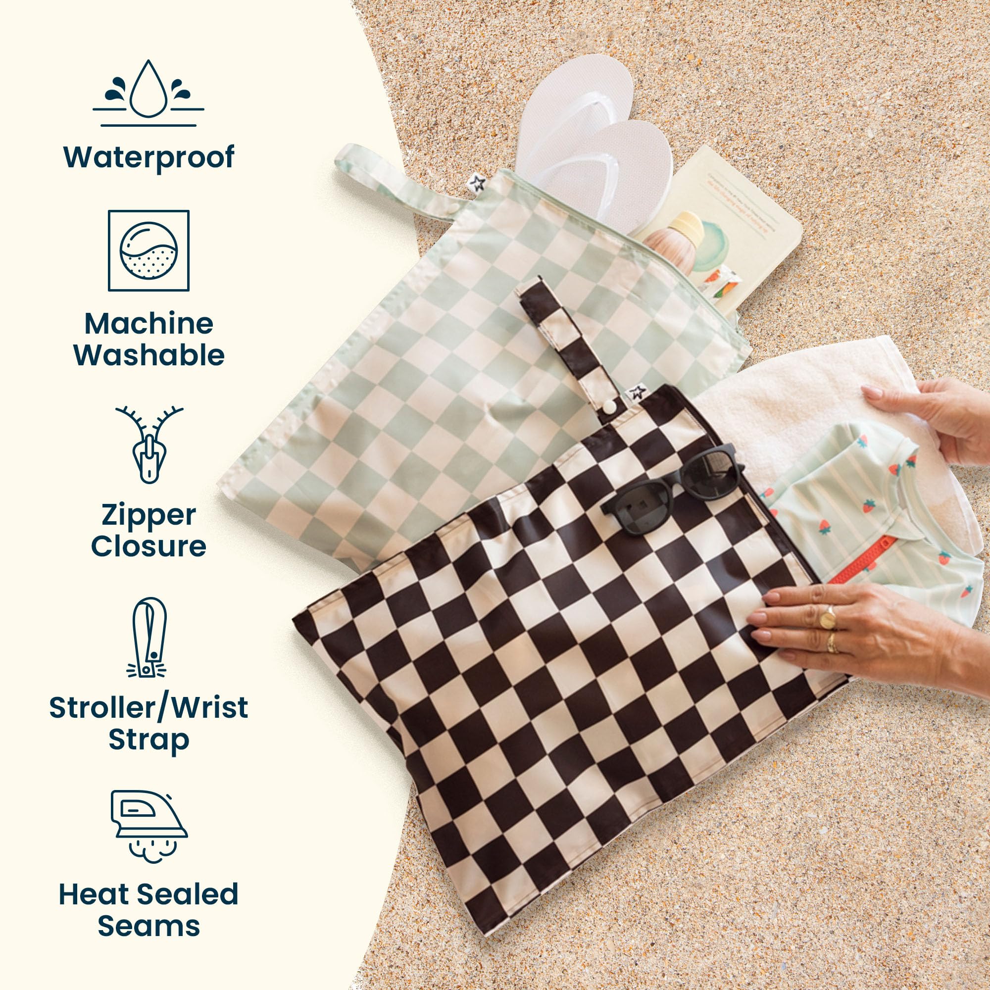 Tiny Twinkle Mess Proof Wet Bags | 2-Pack Reusable Waterproof Wet Bags for Swimsuits | Baby Clothes | Travel & Diaper Bag (Boho Rainbow) - Image 3